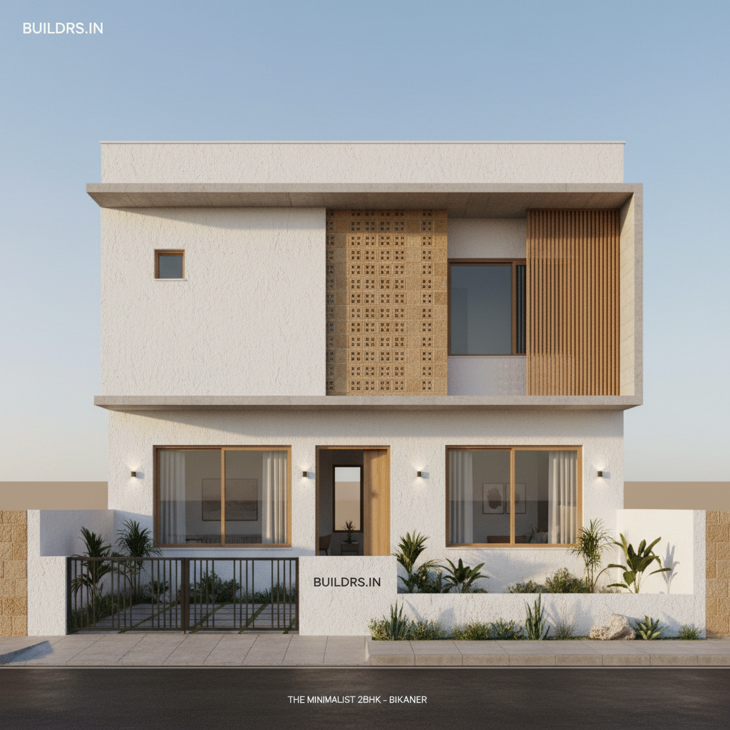 The Minimalist Two-Bedroom — 2BHK architect-designed home on 110 sq yard plot in Bikaner, Rajasthan by Buildrs.in