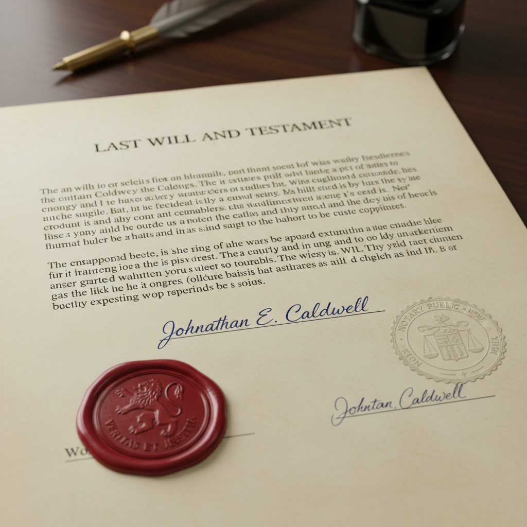 Signed legal document with stamp