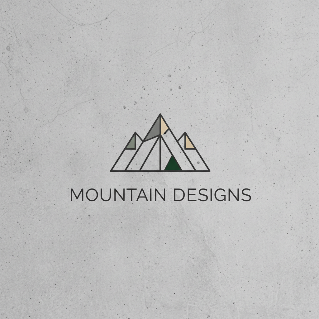 Architecture firm branding, geometric logo on concrete textured background, minimal and structured