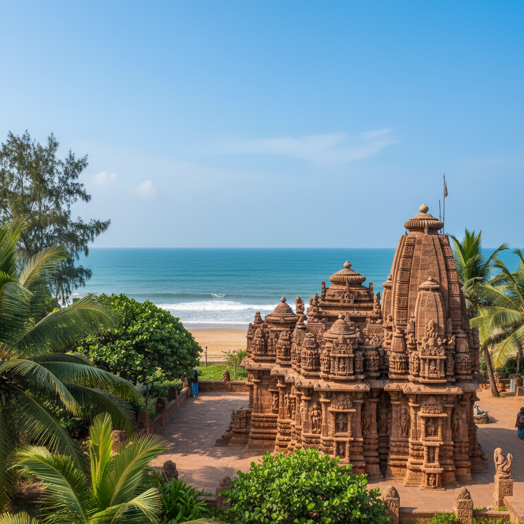Swayambhu Ganesh Temple at Ganpatipule with the sea visible in the background