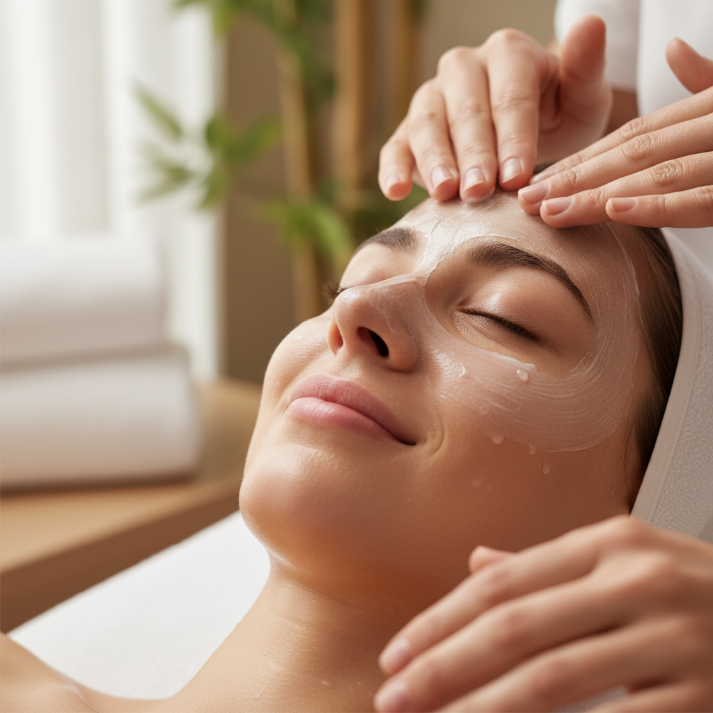 Special skincare facial treatment with natural products