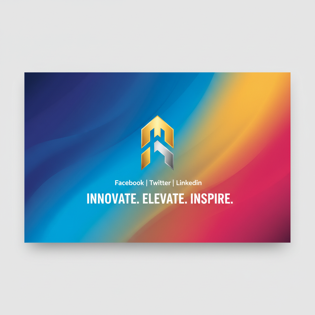 Social media banner with gradient background and text overlay
