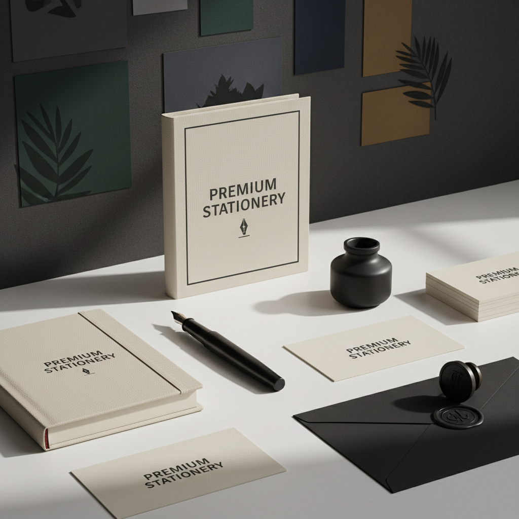 Branded desk calendar with minimalist design on white office desk