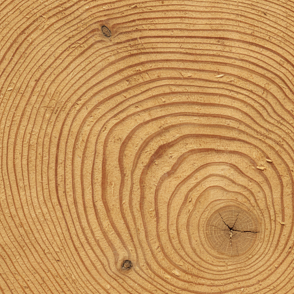 Close-up of Douglas Fir lumber grain showing tight rings and warm golden color