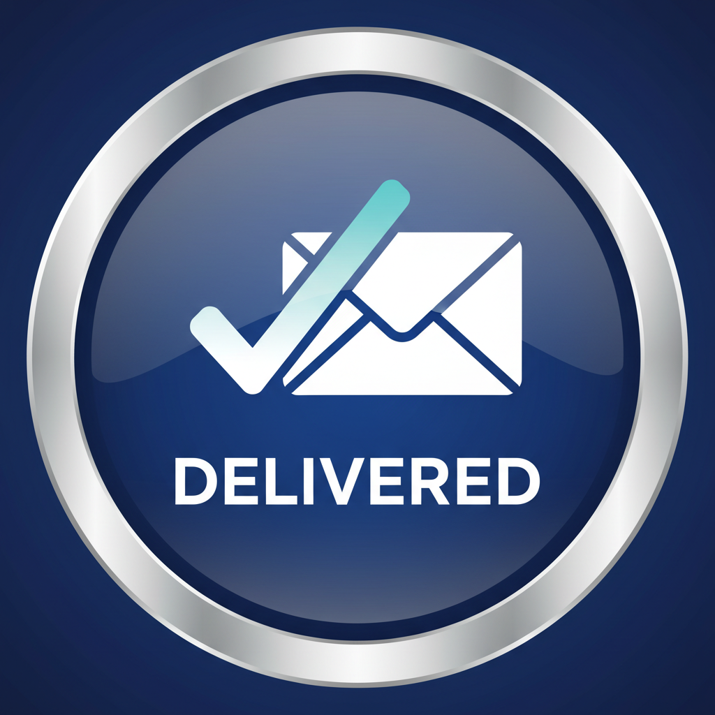 Email inbox showing instant download confirmation with bright green checkmark on white background