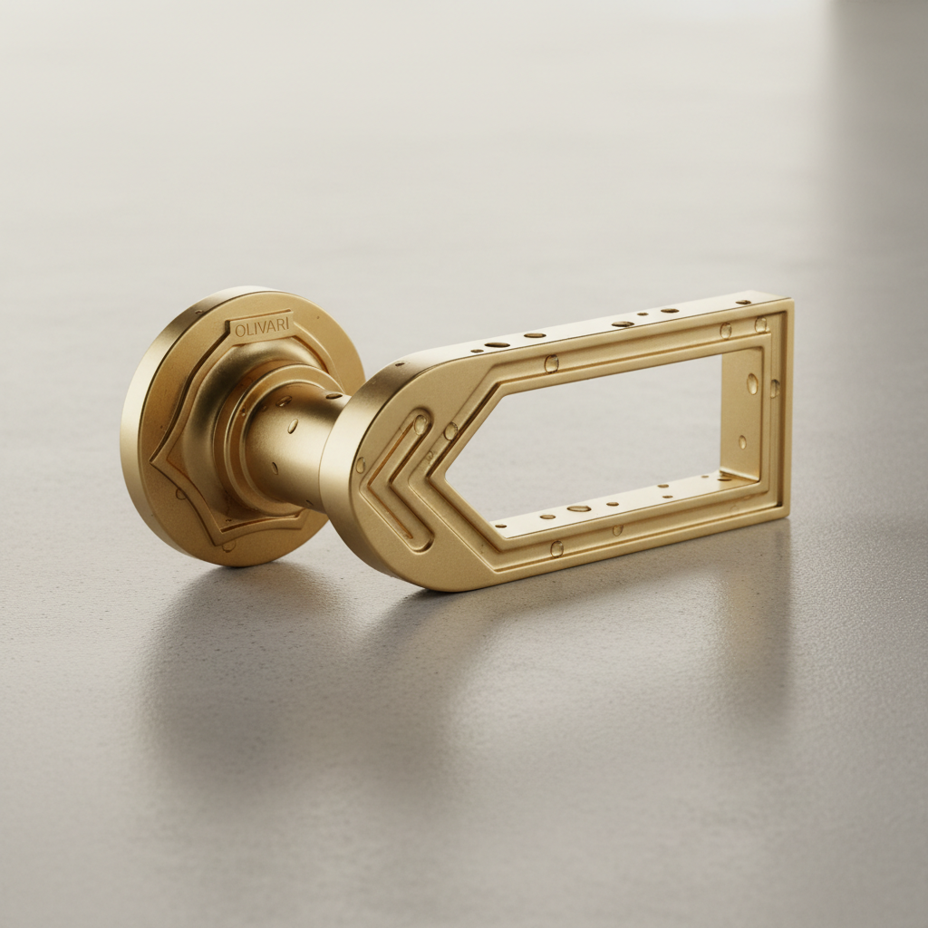 Olivari luxury brass door handle with architectural design