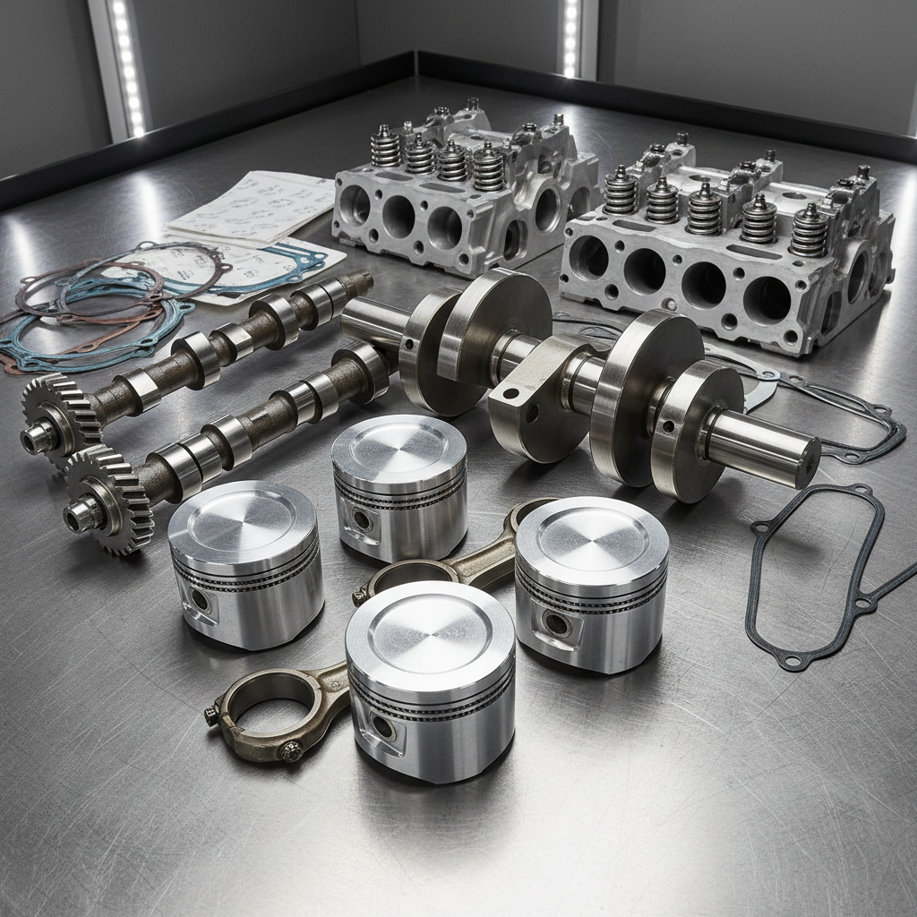 Engine components and motor vehicle parts including pistons and crankshafts