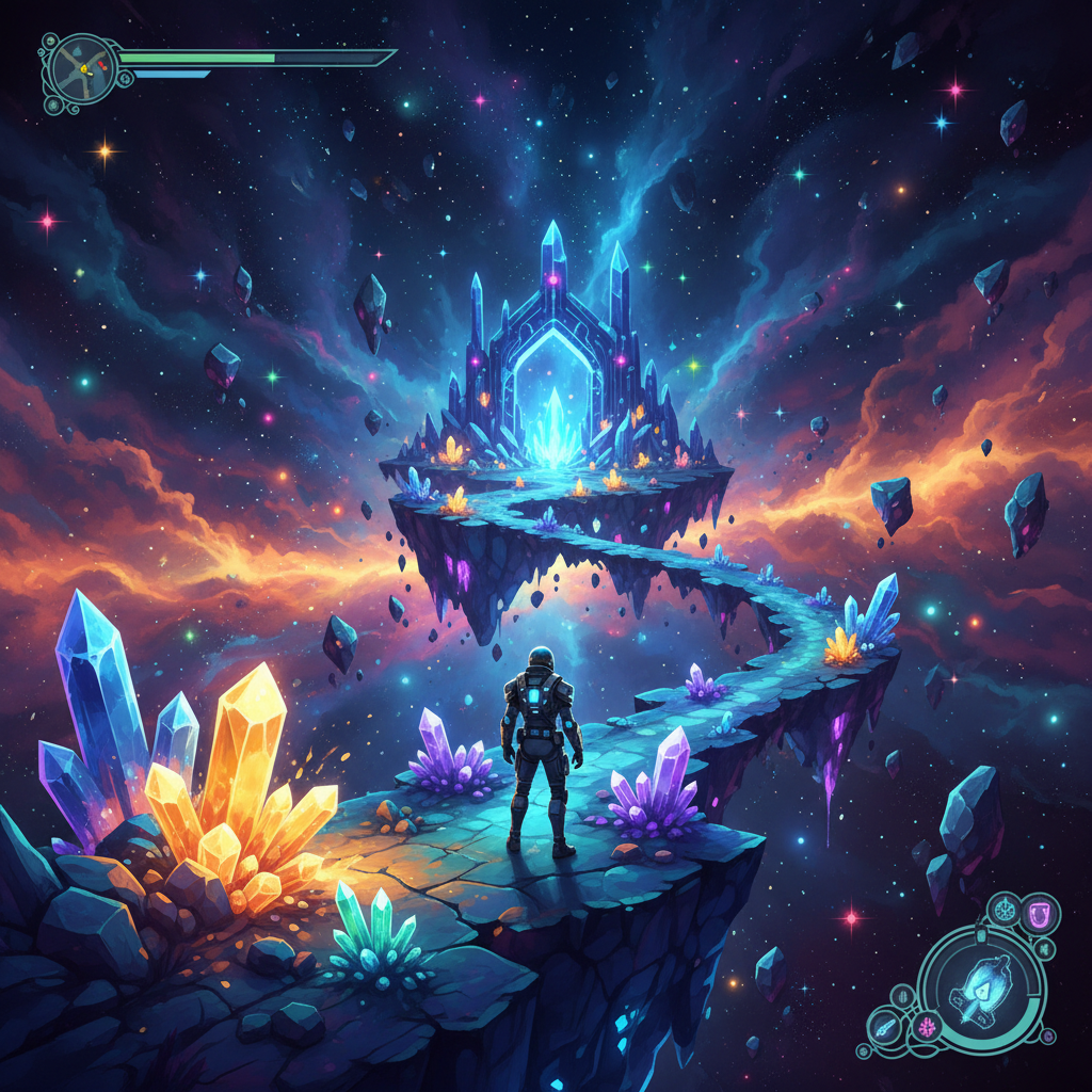 Space adventure game with planets and stars