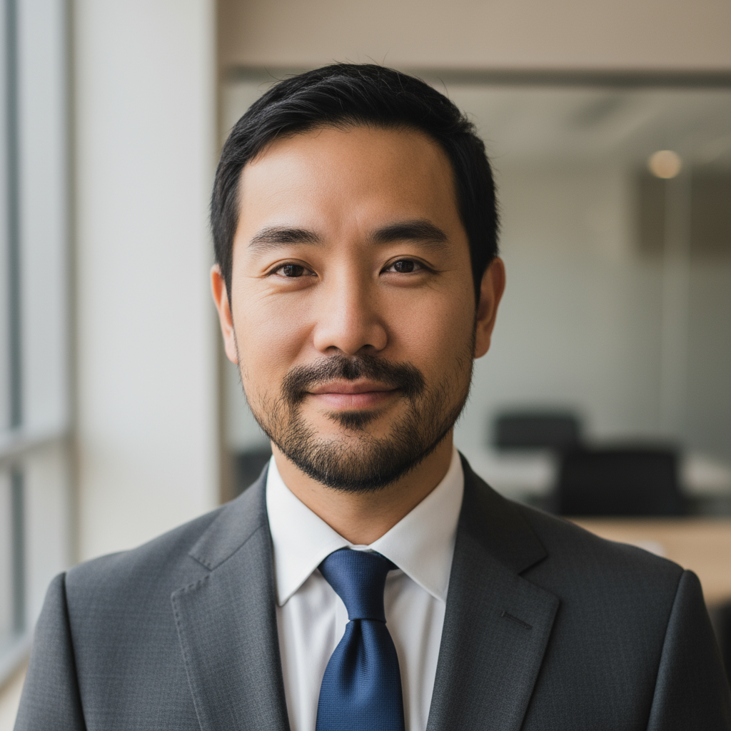Michael Chen, founder of TechFlow, professional headshot with neutral background