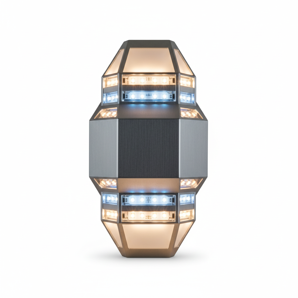 Corpuri de iluminat moderne și becuri LED pe fundal întunecat