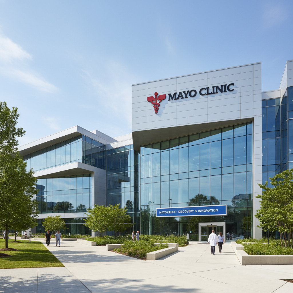 Modern medical office building exterior, clean architectural design, bright professional healthcare facility