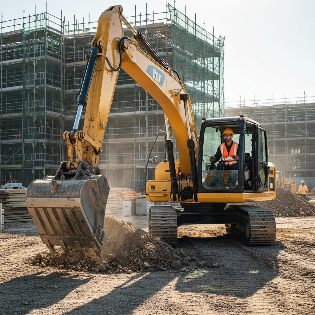Skilled worker operating heavy machinery on a construction site