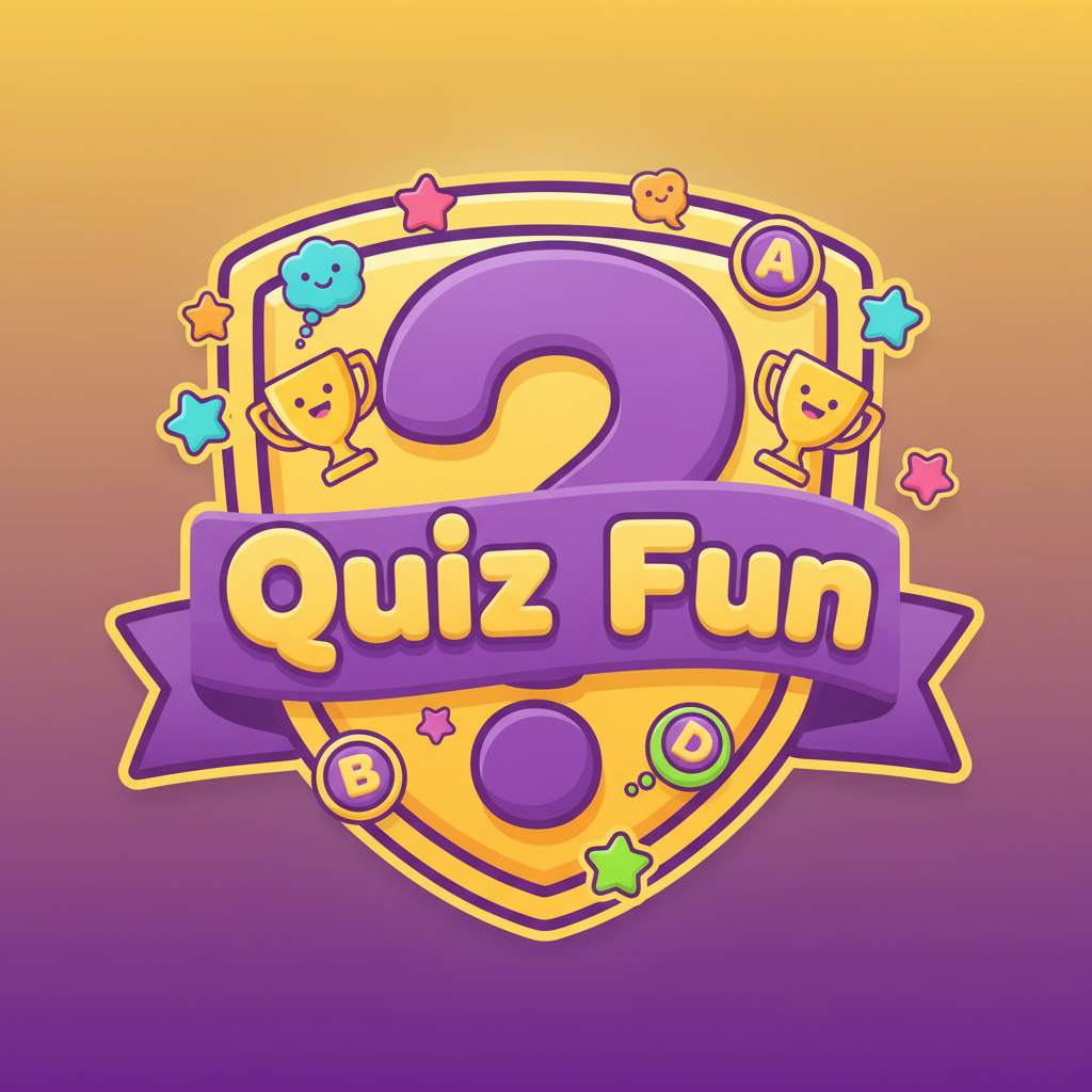 Mobile quiz interface with multiple choice questions, warm orange UI, young person engaging with phone screen