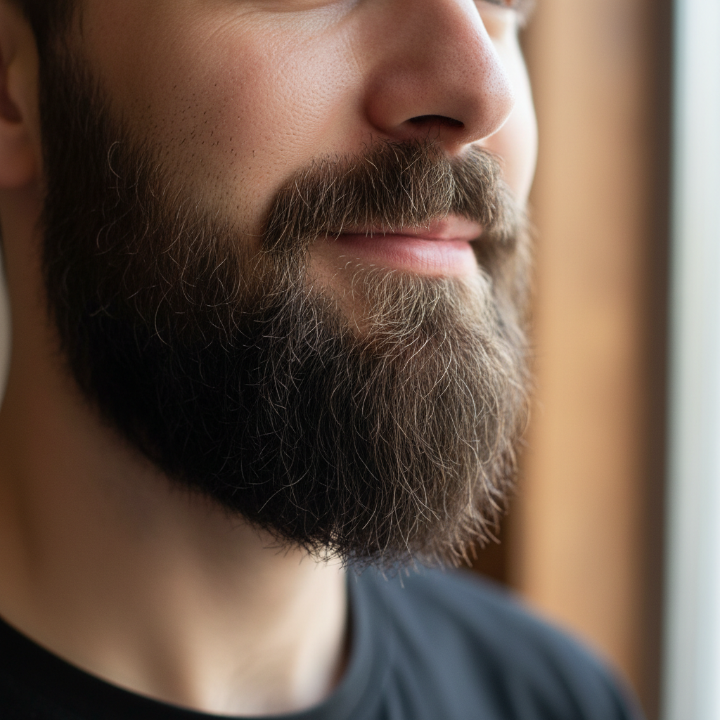 Close detail of a precise beard and cheek line up