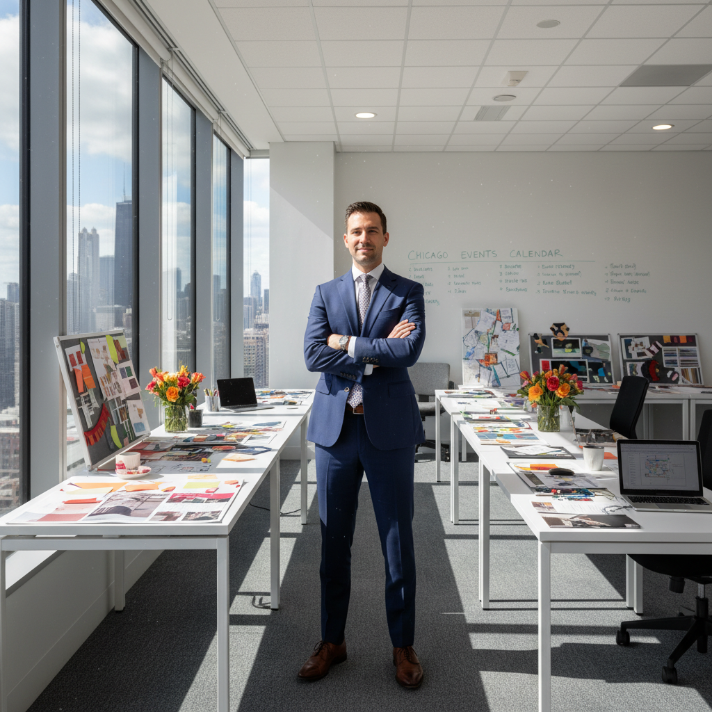 Marcus Chen, lead event planner at Meridian Events in Chicago, in professional attire