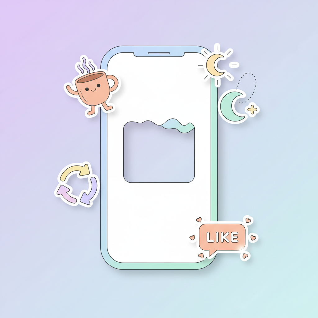 Social media graphics displayed on a phone screen with bright colorful design elements