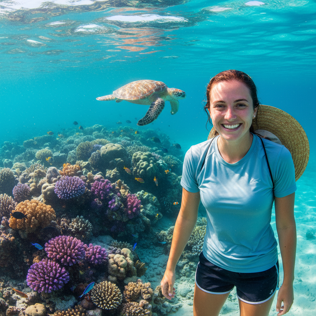 Yuki Tanaka, a smiling woman, Drift morning reef tour guest