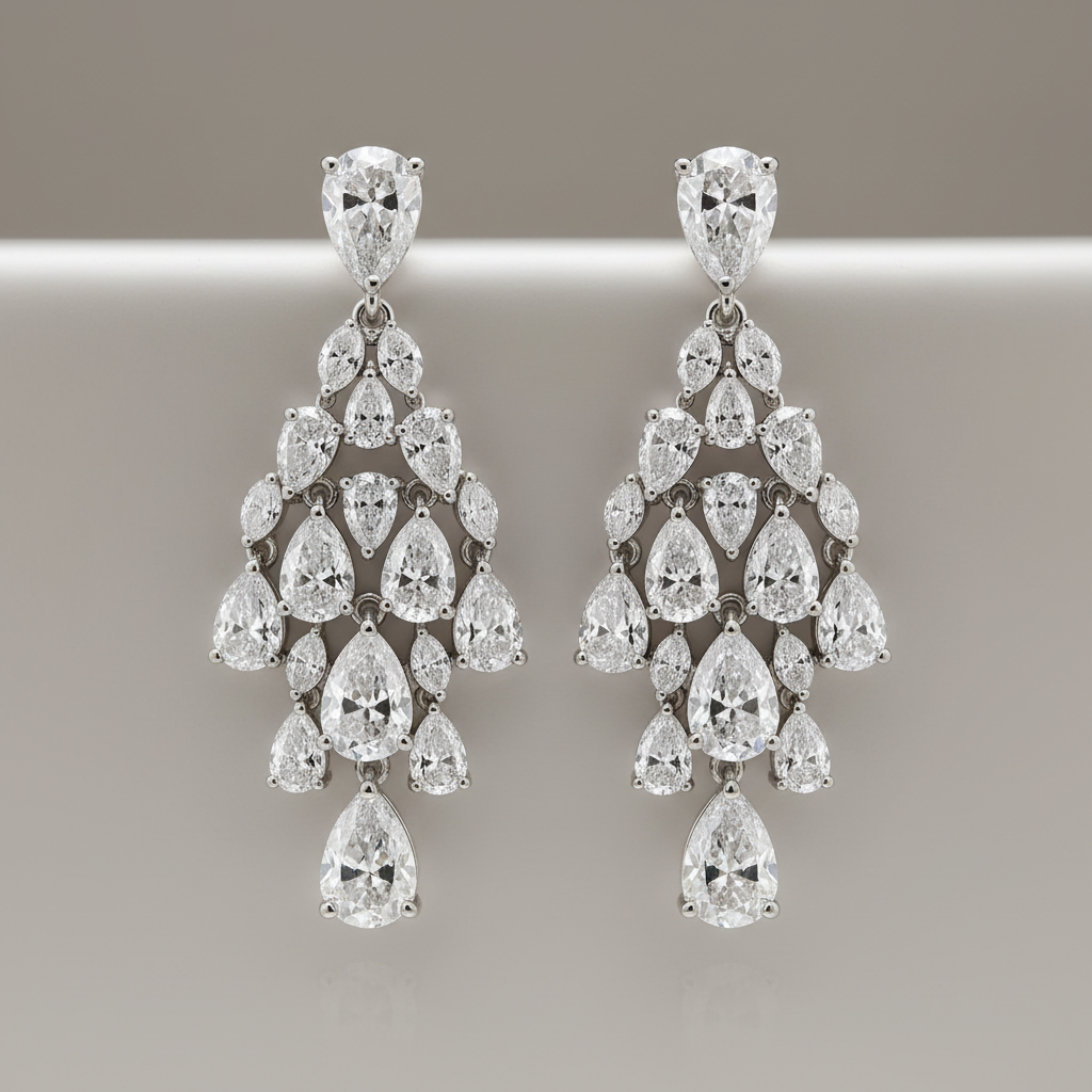 Lumière drop earrings in rose gold with pearl drops