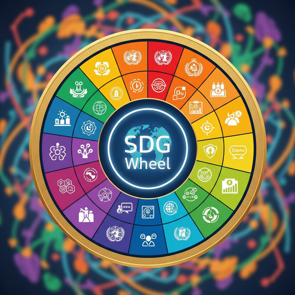 Colourful SDG wheel displaying all 17 United Nations Sustainable Development Goals icons