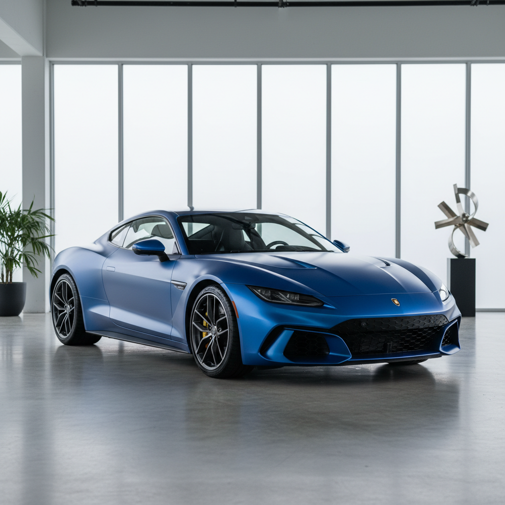 Premium vehicle with satin Color PPF finish, refined silky texture, elegant automotive photography