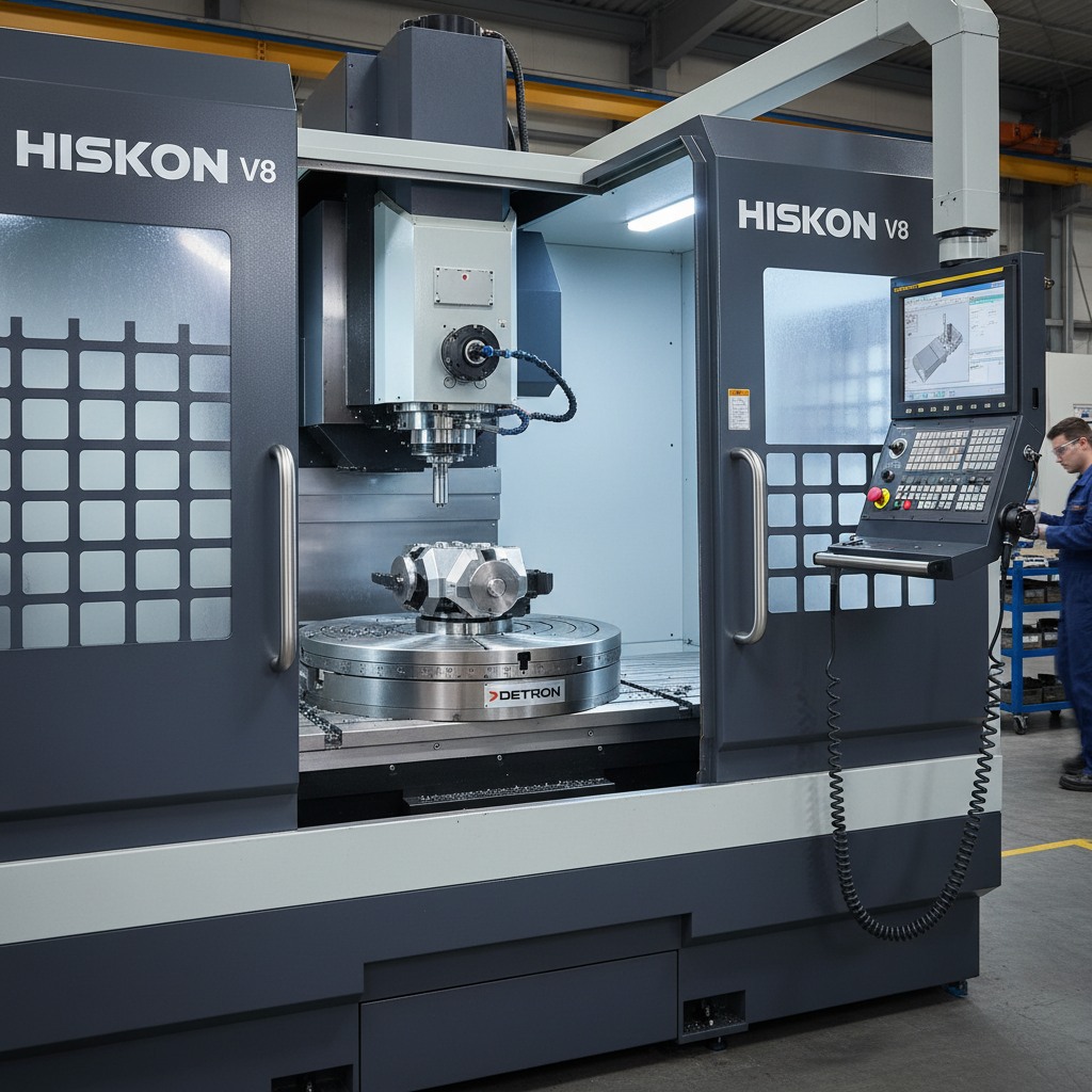 HISKON V8 5th-axis VMC machine with Detron rotary table