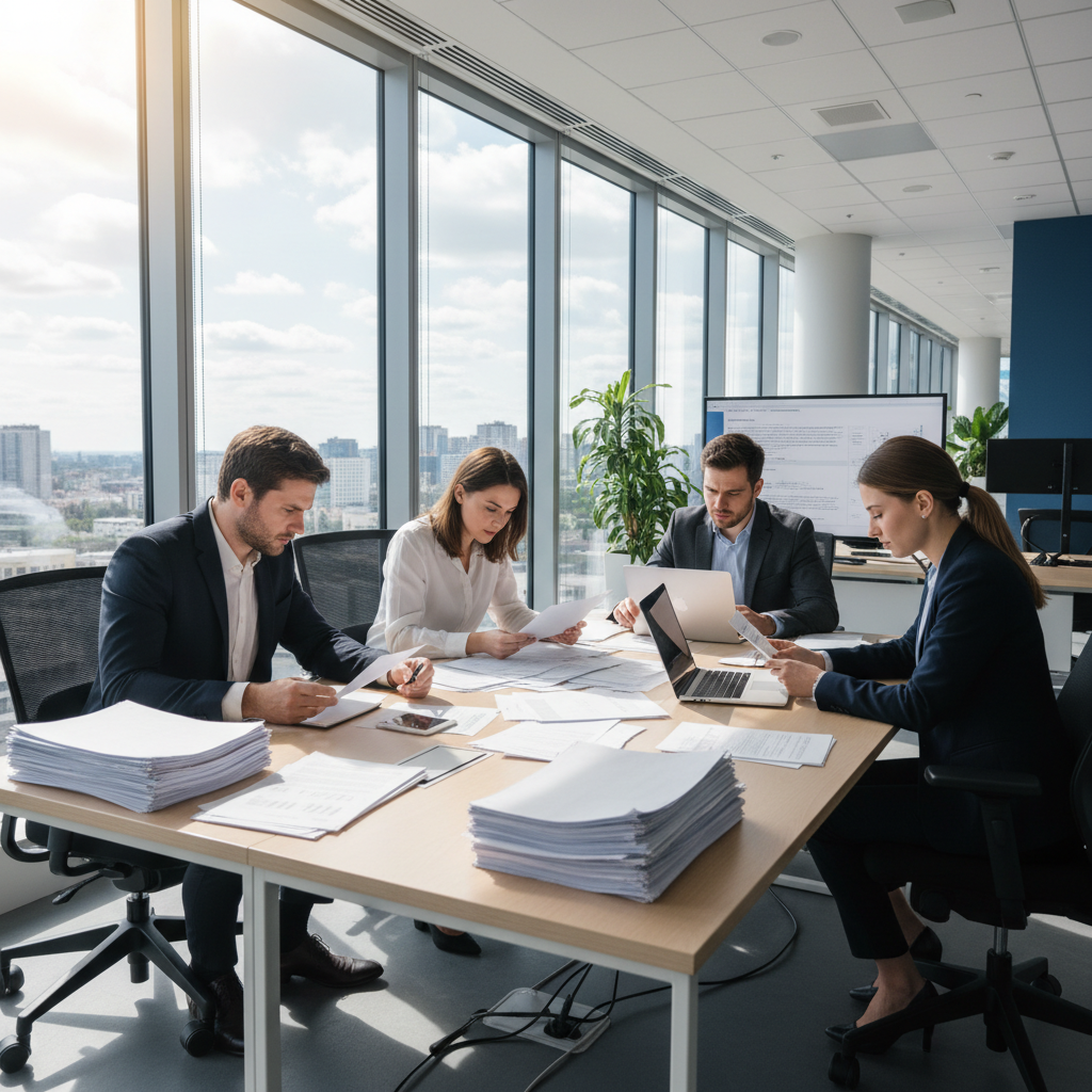 HR professionals conducting recruitment interviews in a modern office