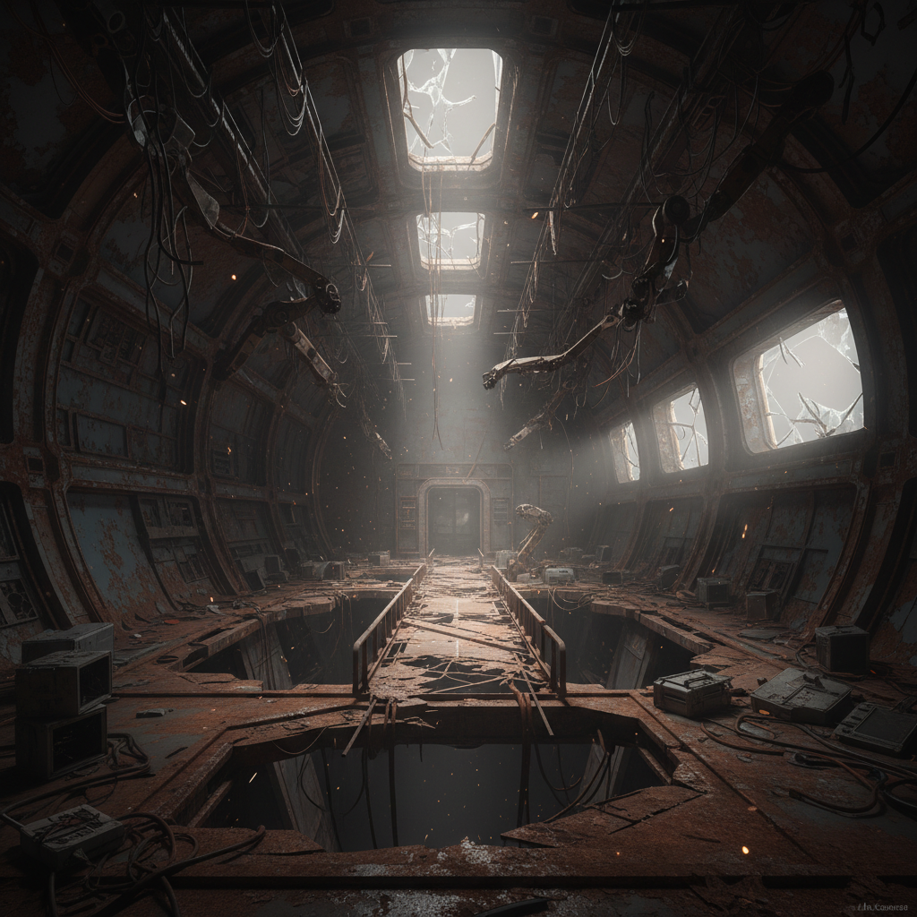 Wireframe view of The Hollow Station