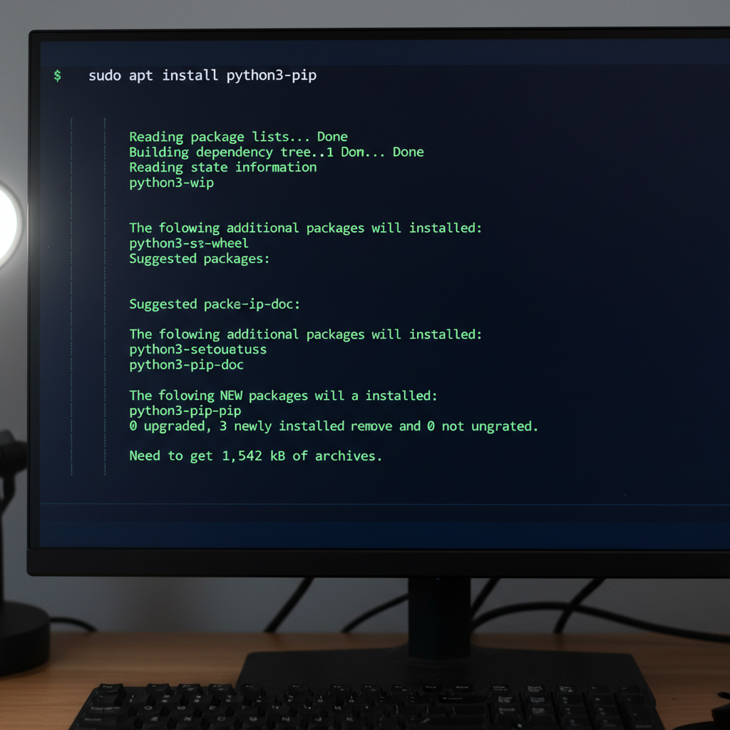 Terminal window with green monospace text on black background, dark atmospheric lighting