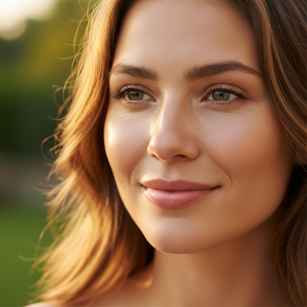 After botox treatment — refreshed, natural-looking result with smooth skin in warm soft light