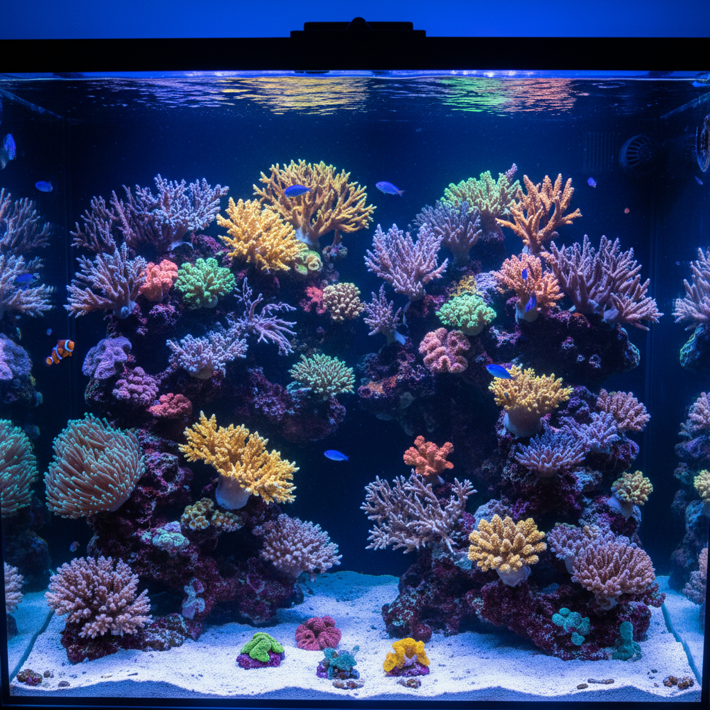 Reference photos of Coral Cove Aquatics store reef tank for uniform design
