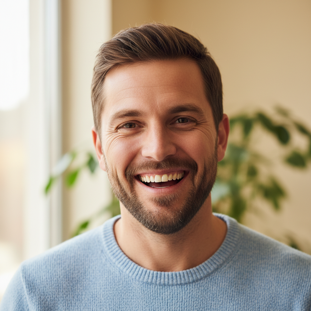 Relaxed man with warm smile, casual portrait