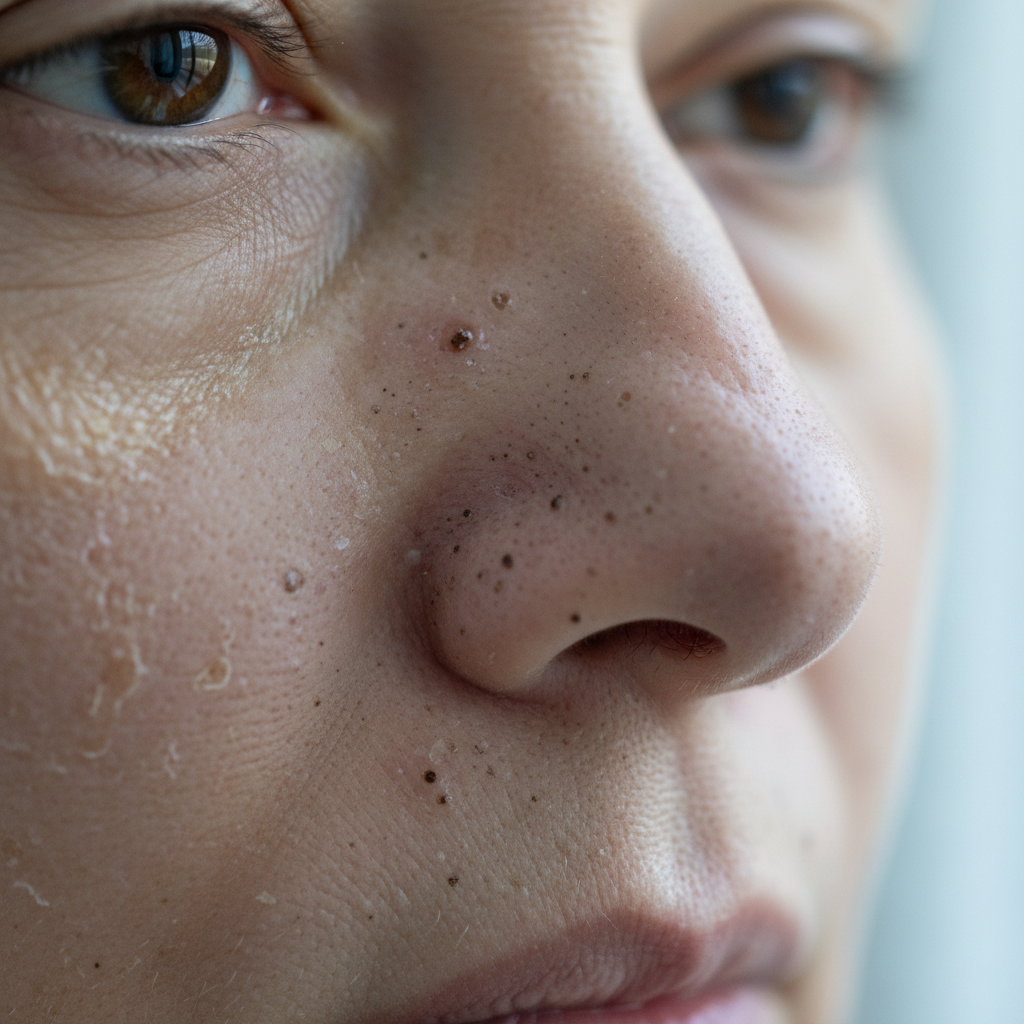 Close-up portrait before hydrafacial skin treatment