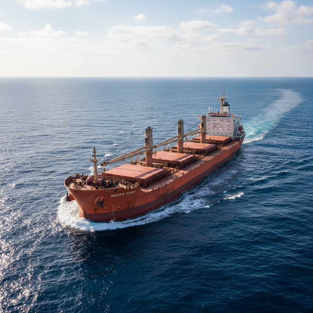 CS Indian VLCC crude tanker at golden hour, orange reflections on Indian Ocean surface