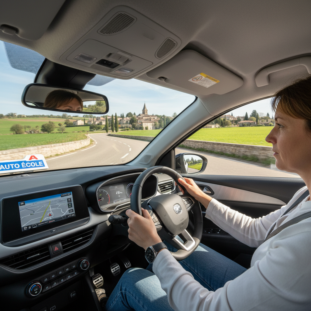 Voiture de conduite sur route française, formation permis B avec auto-école