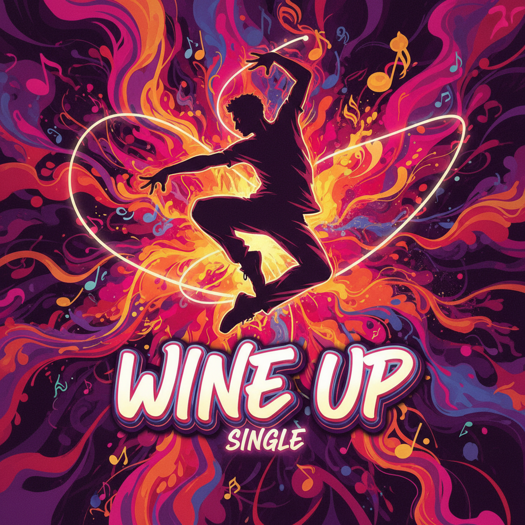 Wine Up single artwork — vibrant energetic colors with dance motifs