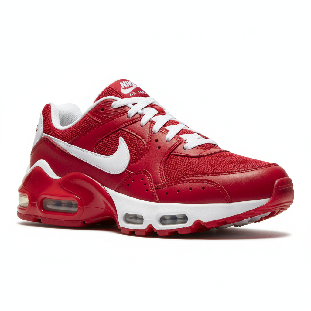 Red and white Air Max sneaker side view
