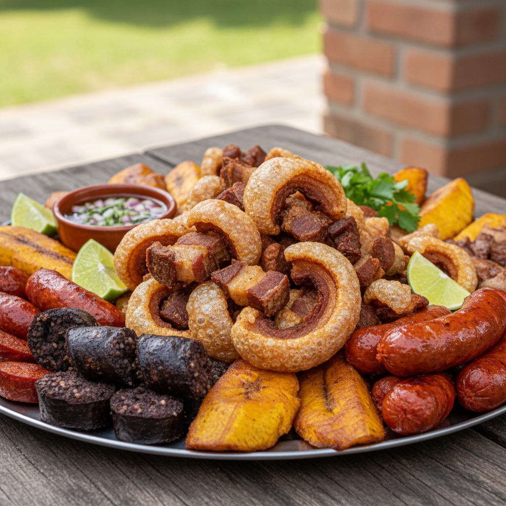 Fritanga paisa con chicharrón morcilla y chorizo