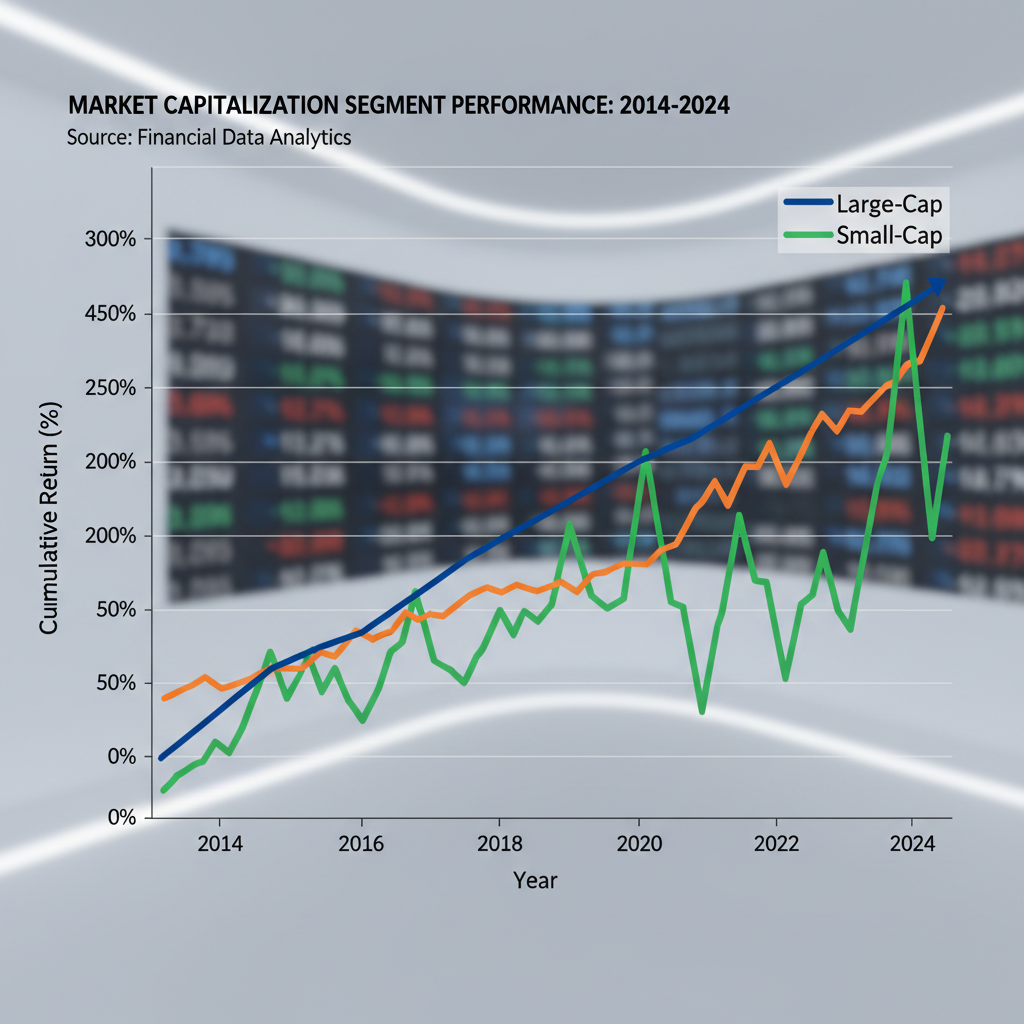 Market cap comparison chart showing small mid and large cap stock performance