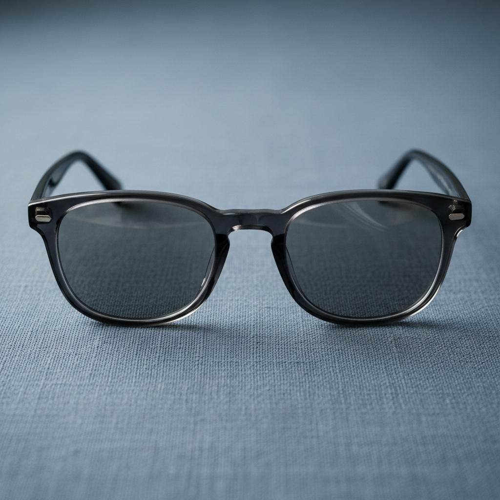 Deep smoke acetate frames on slate linen — the Dingle style