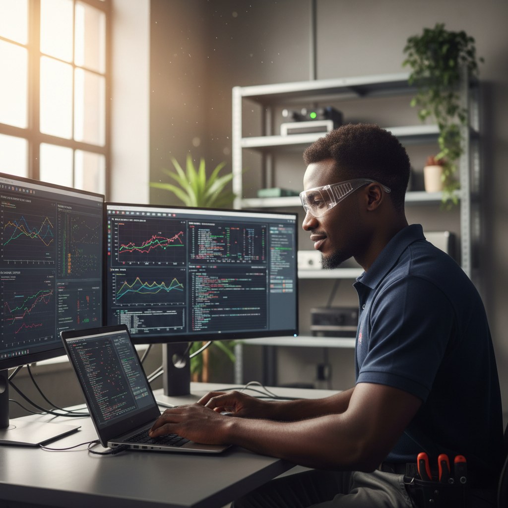 Technology professional working with ERP dashboard