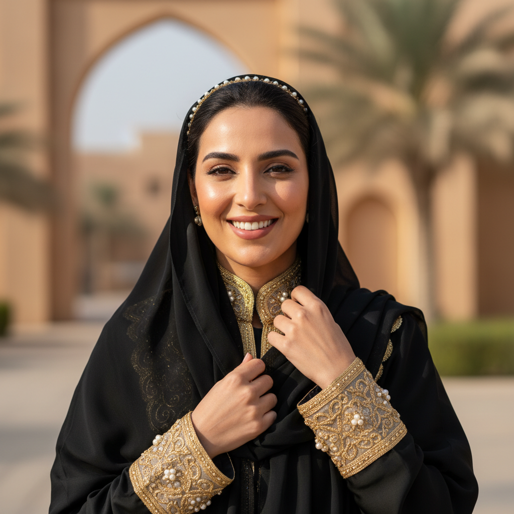 UAE woman with graceful expression, elegant portrait