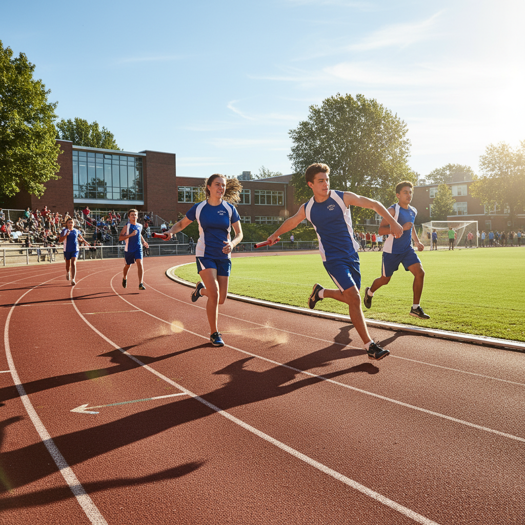 Students running in a track race during inter-house sports