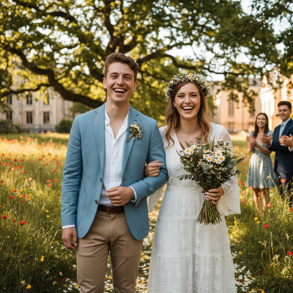 Student wedding photography with natural outdoor lighting
