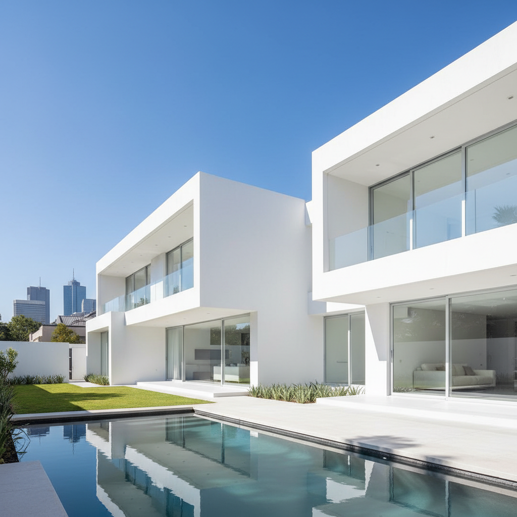 Freshly painted exterior of a Cape Town home with clean white walls