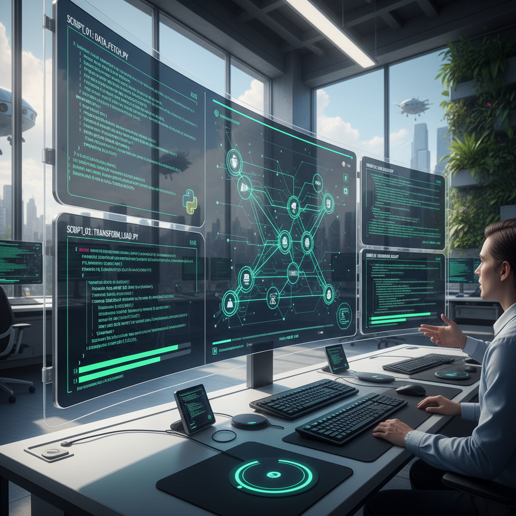 Workflow automation dashboard with Python scripts running