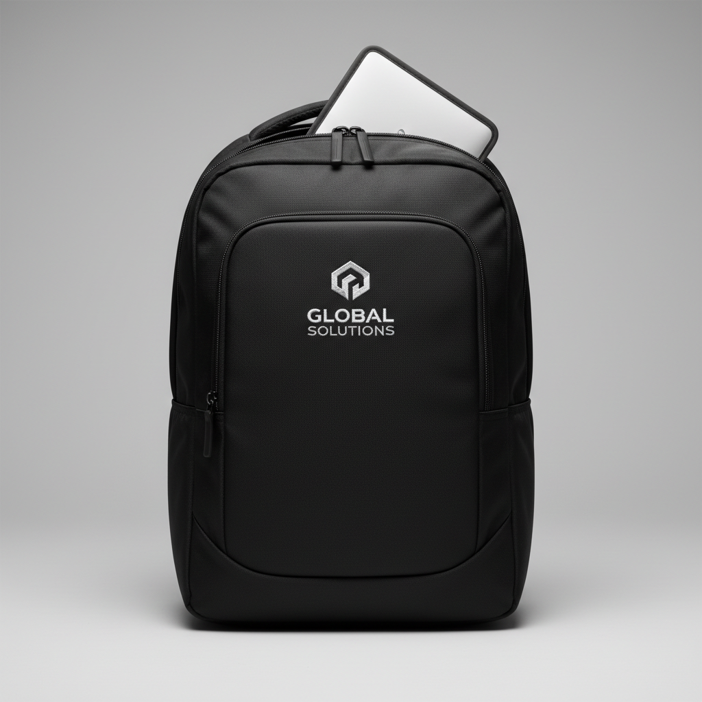 Professional 15.6 inch laptop backpack black with multiple compartments