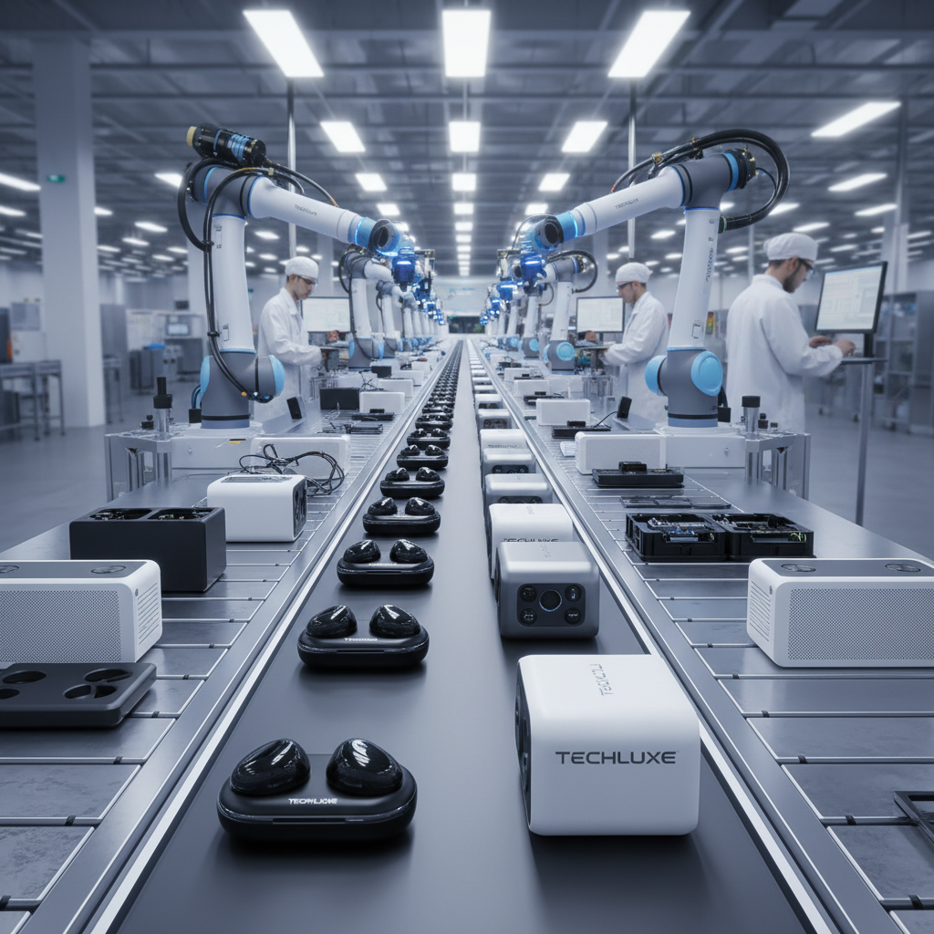 Rows of branded consumer products on a production line ready for private label packaging