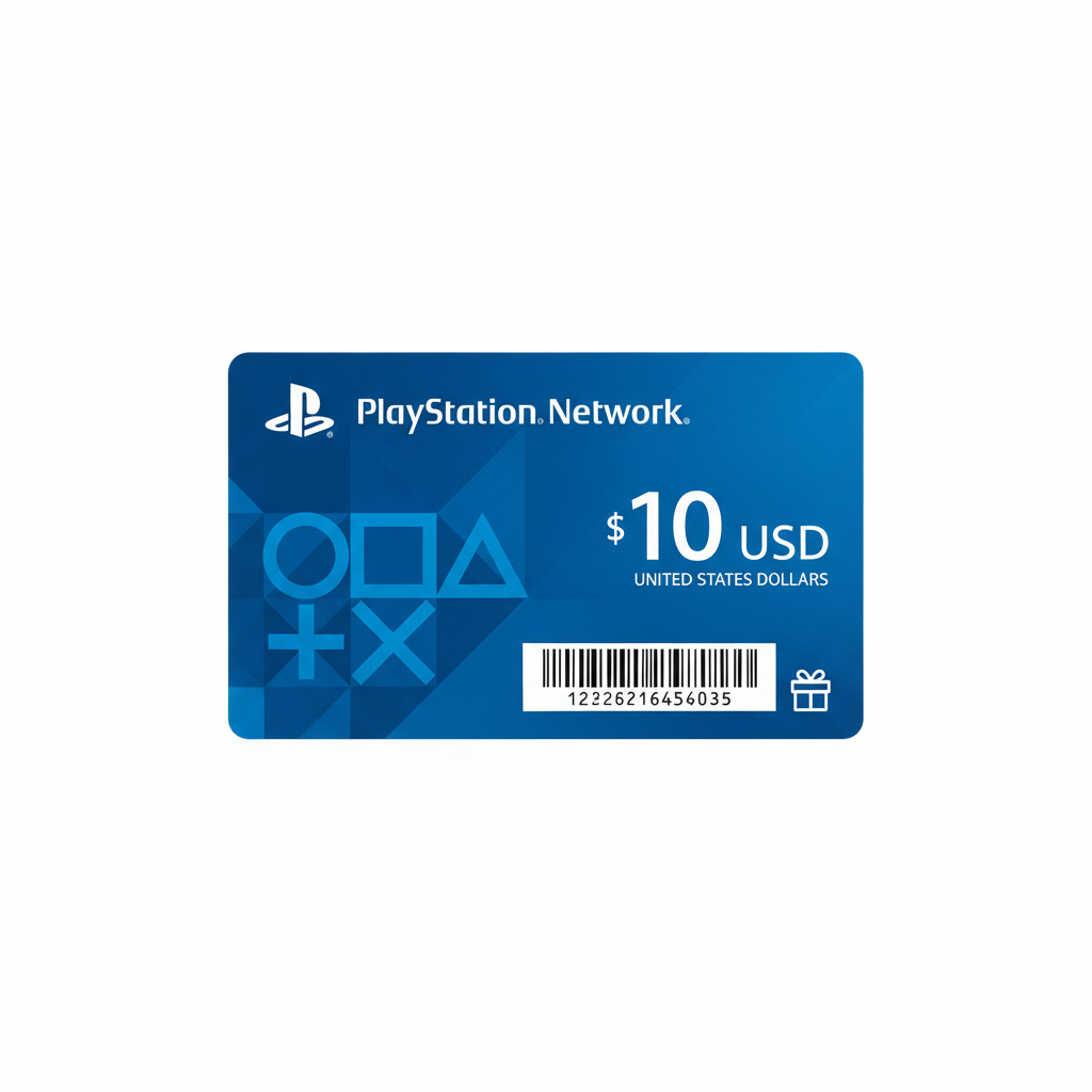 PlayStation gift card with blue Sony branding and digital design