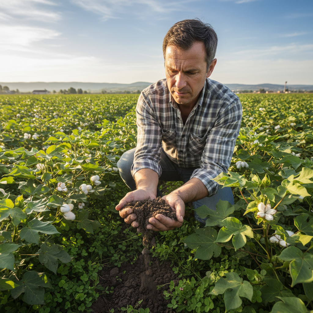 Organic Farming & Soil Health course cover — agricultural field with green crops in daylight