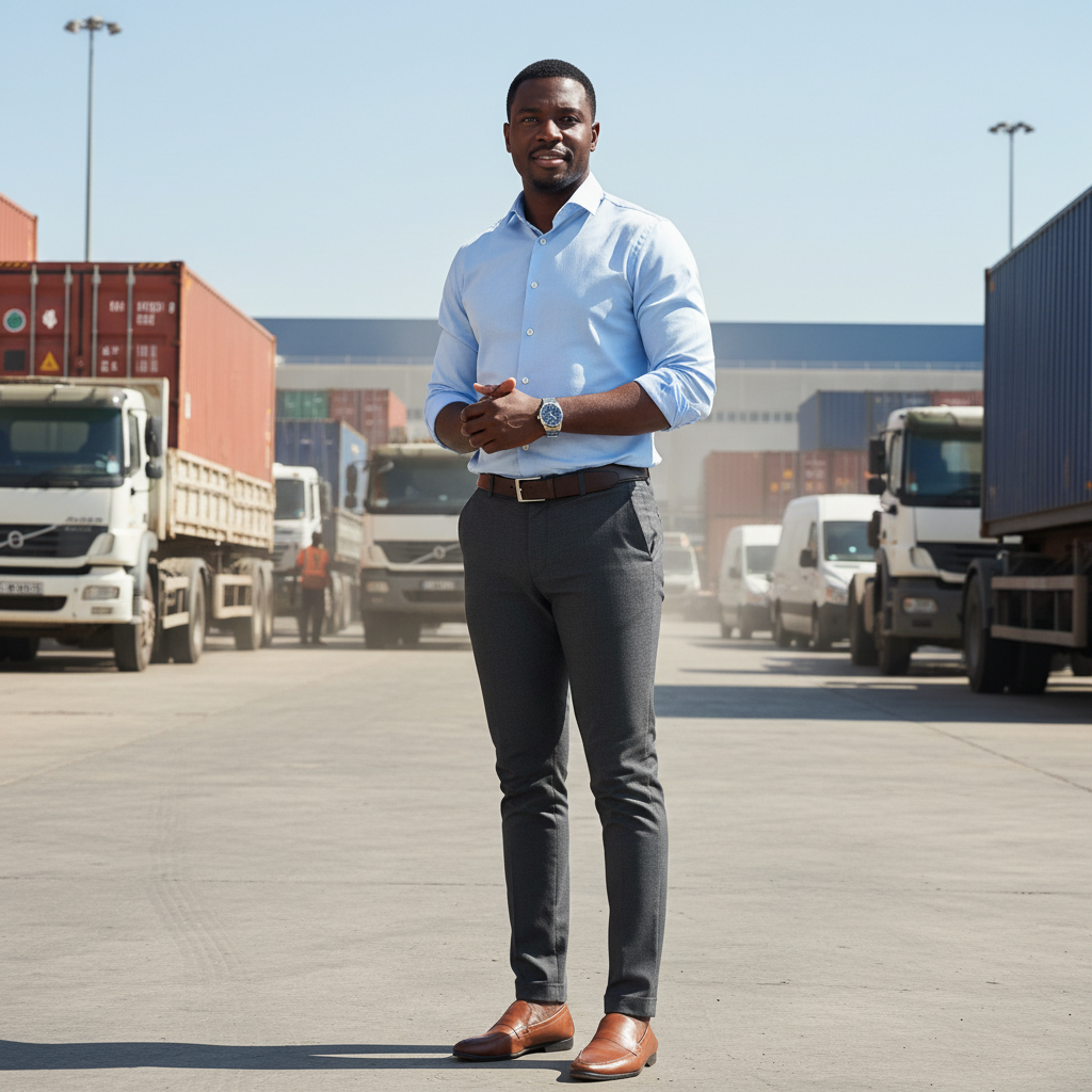 Jean-Pierre Mulumbu, Founder and CEO of Mulumbu Minerals, standing in front of gold mining facility in Butembo